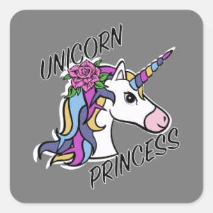 Pegatina Cuadrada Diseño de princesas de unicornio - Pegatinas cuadr