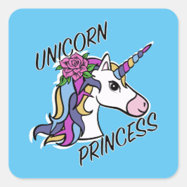 Pegatina Cuadrada Diseño de princesas de unicornio - Pegatinas cuadr