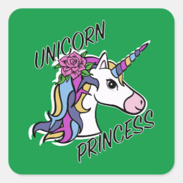 Pegatina Cuadrada Diseño de princesas de unicornio - Pegatinas cuadr