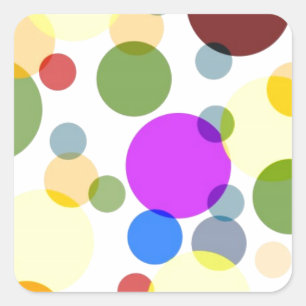 Pegatina Cuadrada Diseño de puntos polacos multicolores