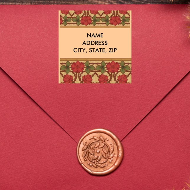 Pegatina Cuadrada Diseño de Rosa Art Nouveau (Subido por el creador)