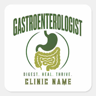 Pegatina Cuadrada Diseño de salud digestiva del gastroenterólogo