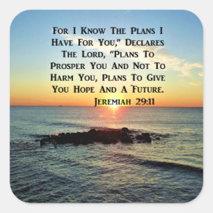 PEGATINA CUADRADA DISEÑO DE SCRIPTURA SERENE SUNRISE JEREMIAH 29:11