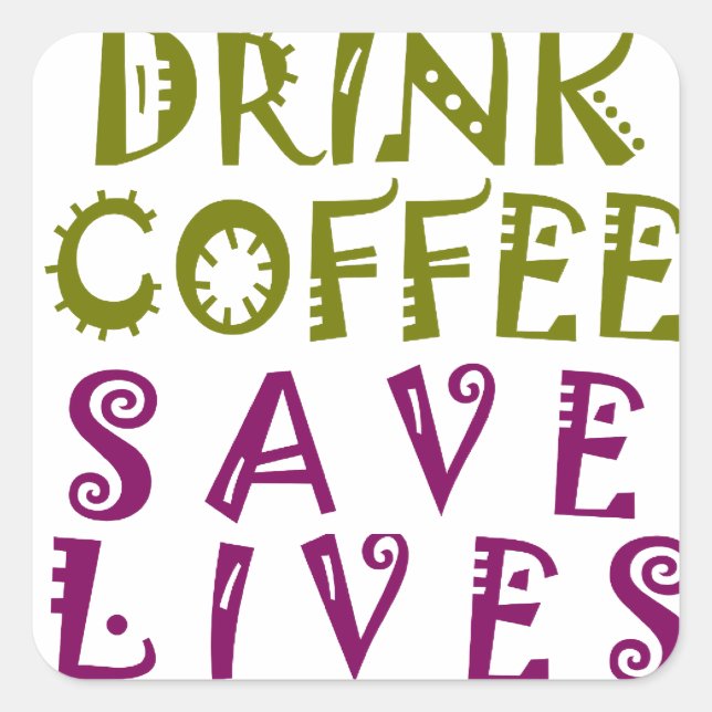 Pegatina Cuadrada Diseño de selfies Sip, Snap Repeat Chasing Caffein (Anverso)