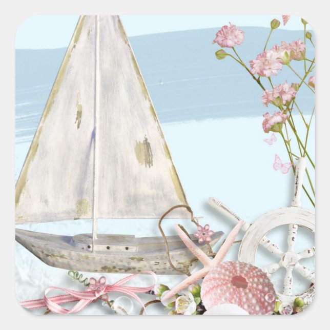 Pegatina Cuadrada Diseño de serie náutica 3 (Anverso)
