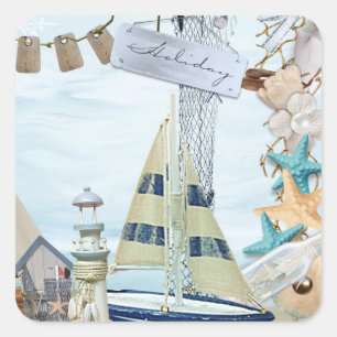 Pegatina Cuadrada Diseño de serie náutica 4