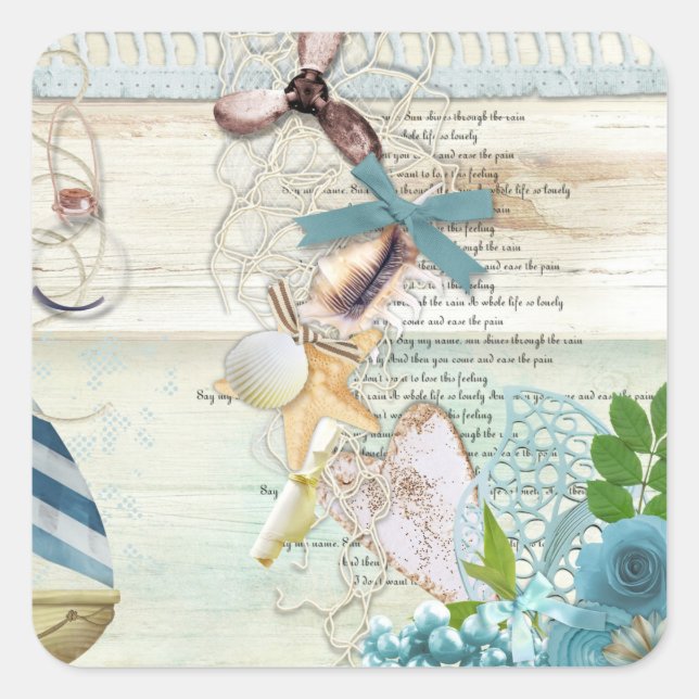 Pegatina Cuadrada Diseño de serie náutica 5 (Anverso)