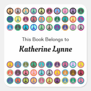 Pegatina Cuadrada Diseño de signo de paz azul