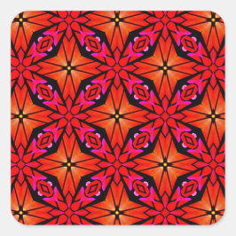 Pegatina Cuadrada Diseño de Starburst Rojo
