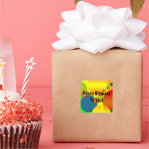 Pegatina Cuadrada Diseño de Sticker de Cumpleaños Festivo