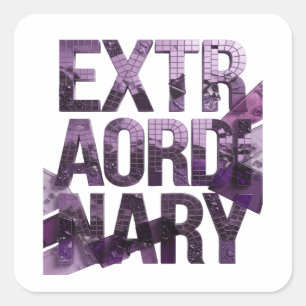 Pegatina Cuadrada Diseño de Sticker EXTRAORDINARIO Morado Genial