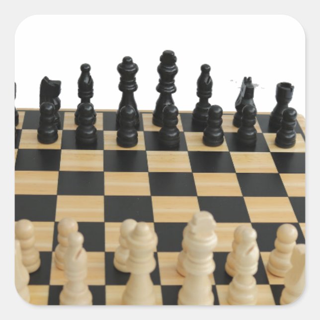 Pegatina Cuadrada diseño de tablero de ajedrez (Anverso)