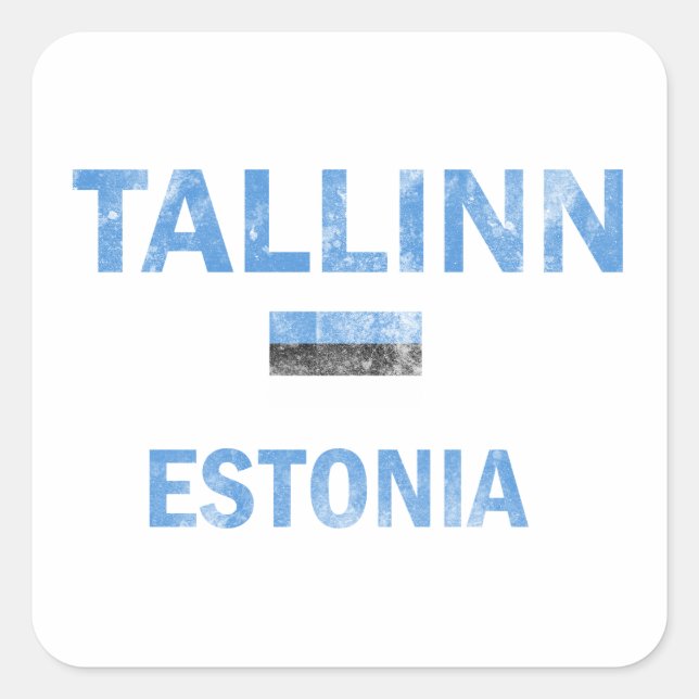 Pegatina Cuadrada Diseño de Tallin Estonia (Anverso)