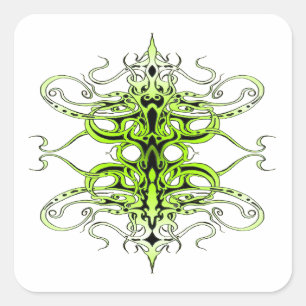 Pegatina Cuadrada Diseño de tatuaje tribal Personalizado verde