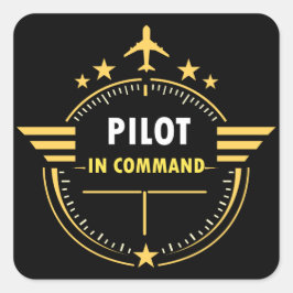 Pegatina Cuadrada Diseño de taza para piloto de aviación personaliza