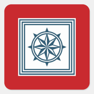 Pegatina Cuadrada Diseño de temática náutica