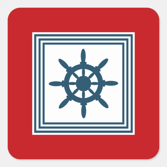 Pegatina Cuadrada Diseño de temática náutica (Anverso)