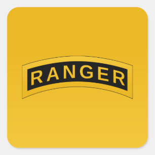 Pegatina Cuadrada Diseño de texto de símbolo militar RANGER