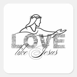 Pegatina Cuadrada Diseño de tipografía cristiana "Amar como Jesús"