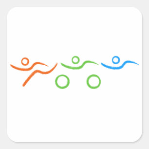 Pegatina Cuadrada Diseño de triatlón fresco y único