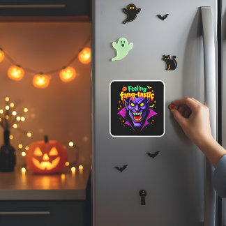 Pegatina Cuadrada Diseño de vampiros Fang Tastic Halloween
