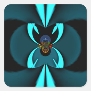 Pegatina Cuadrada Diseño de vector de cian y negro de vanguardia imp