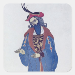 Pegatina Cuadrada Diseño de vestuario para barba azul, de Beaut durm