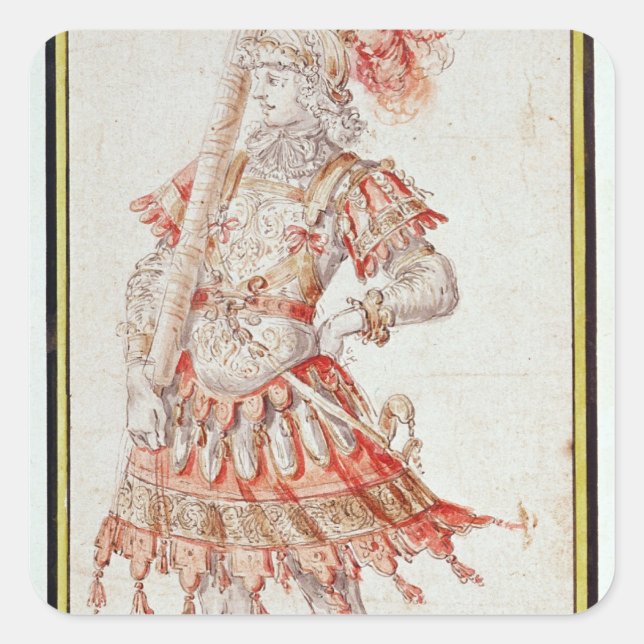 Pegatina Cuadrada Diseño de vestuario para carrusel, c.1662 (Anverso)