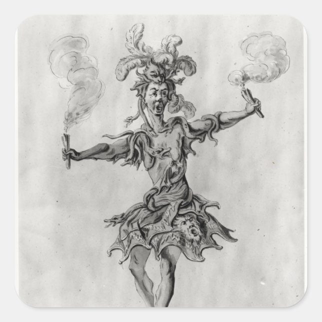 Pegatina Cuadrada Diseño de vestuario para el ballet "Medusa" (Anverso)