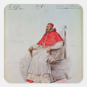 Pegatina Cuadrada Diseño de vestuario para el Papa Clemente VII