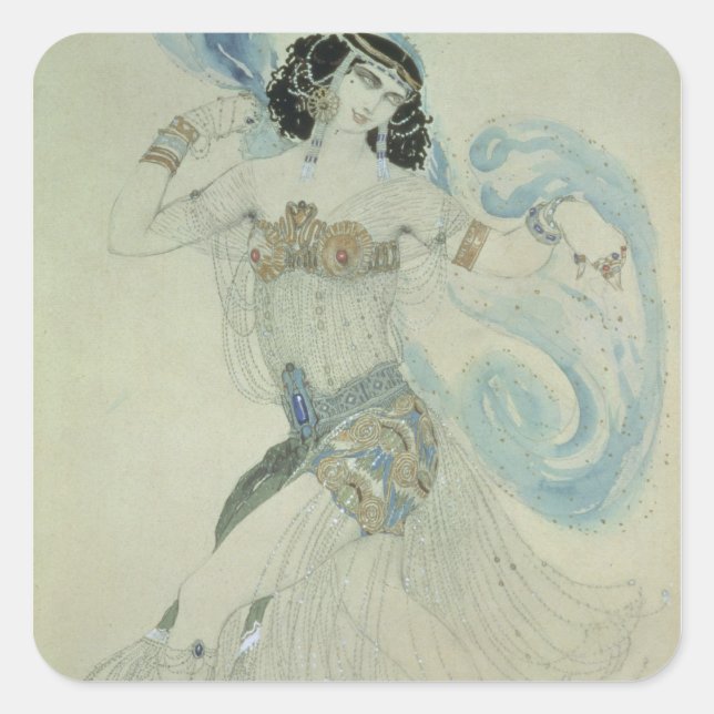 Pegatina Cuadrada Diseño de vestuario para Salome (Anverso)