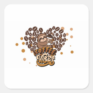 Pegatina Cuadrada diseño de vibraciones de café