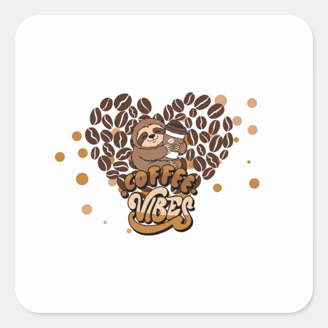 Pegatina Cuadrada diseño de vibraciones de café (Anverso)