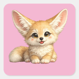 Pegatina Cuadrada Diseño de vibraciones positivas de zorro fennec fe