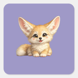 Pegatina Cuadrada Diseño de vibraciones positivas de zorro fennec fe