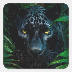 Pegatina Cuadrada Diseño de vida silvestre de la jungla de la panter