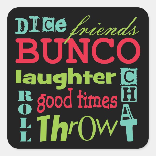 Pegatina Cuadrada Diseño del arte del subterráneo de Bunco por (Anverso)