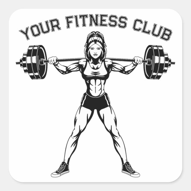 Pegatina Cuadrada Diseño del club de fitness personalizado con arte  (Anverso)