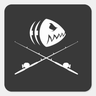 Pegatina Cuadrada Diseño del cráneo de pescado