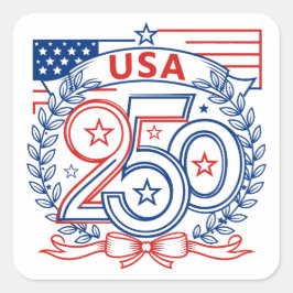 Pegatina Cuadrada Diseño del emblema del aniversario patriótico USA 