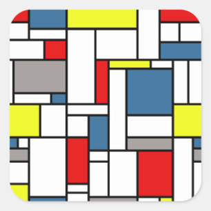 Pegatina Cuadrada Diseño del estilo de Mondrian