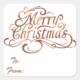 Pegatina Cuadrada Diseño del guión de la Feliz Navidad