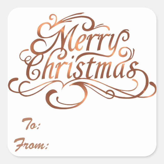 Pegatina Cuadrada Diseño del guión de la Feliz Navidad (Anverso)