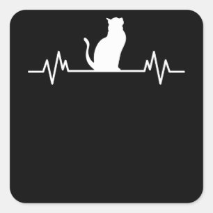 Pegatina Cuadrada Diseño del latido del gato Gatos Mascota de la pe