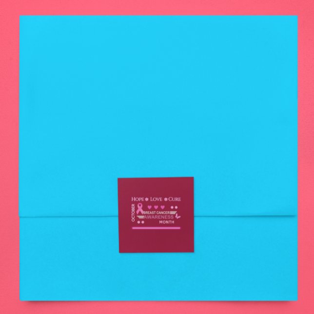 Pegatina Cuadrada Diseño del Mes de Conciencia sobre el Cáncer de Ma (Subido por el creador)