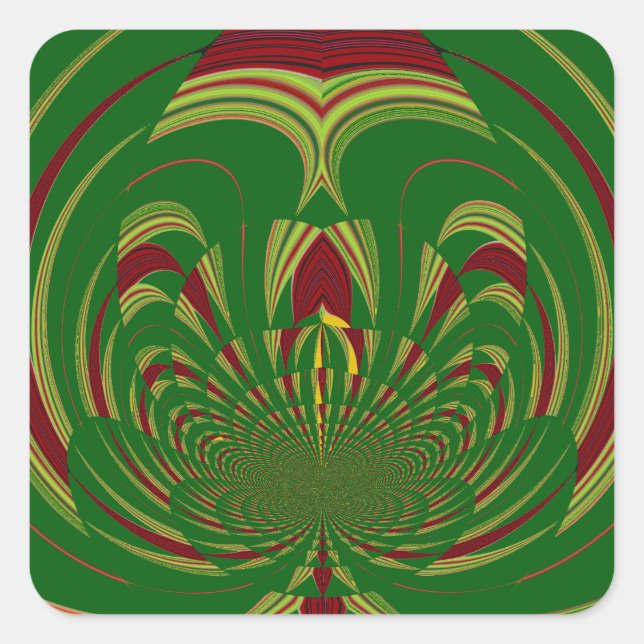 Pegatina Cuadrada Diseño del modelo floral verde étnico africano (Anverso)