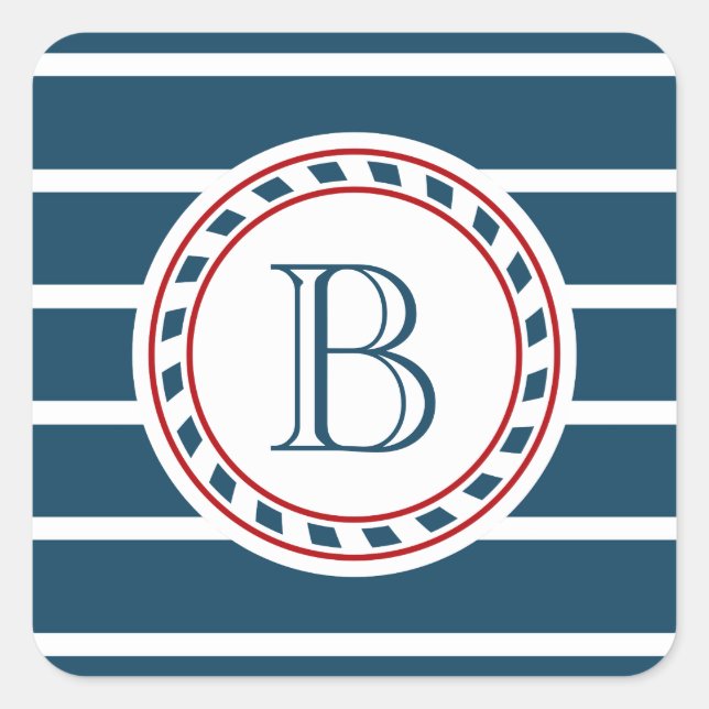 Pegatina Cuadrada Diseño del monograma (Anverso)