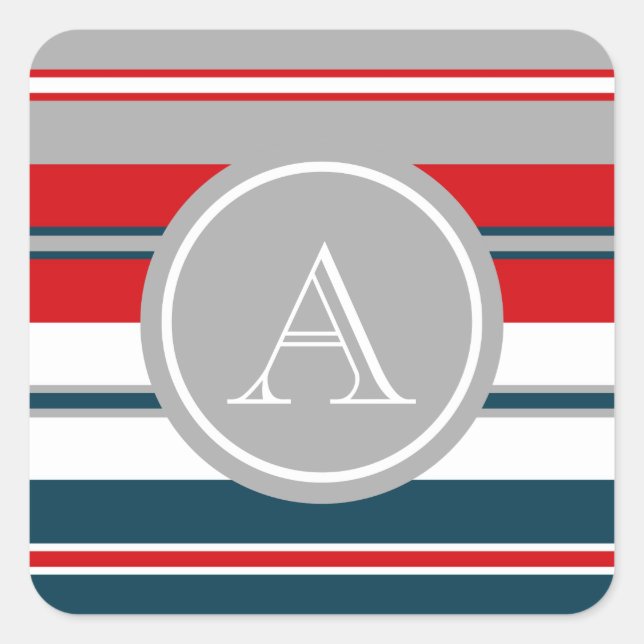 Pegatina Cuadrada Diseño del monograma (Anverso)