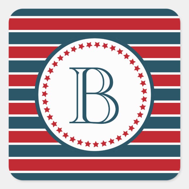 Pegatina Cuadrada Diseño del monograma (Anverso)