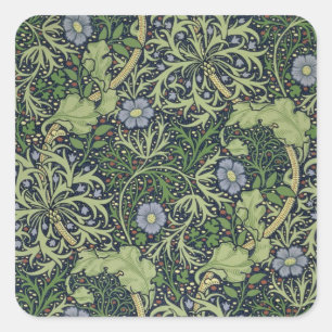 Pegatina Cuadrada Diseño del papel pintado de la alga marina,